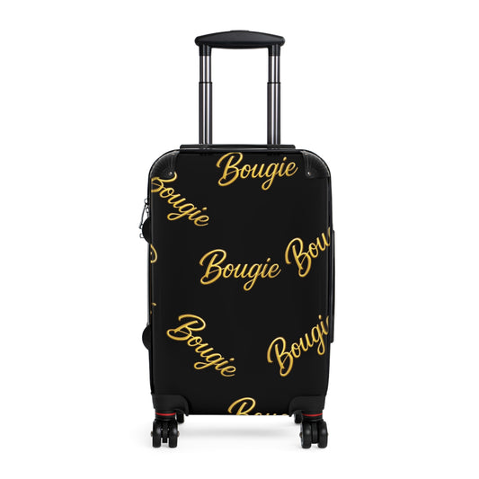 Bougie JusKay Script Carry-On Suitcase — Black Travel Luggage