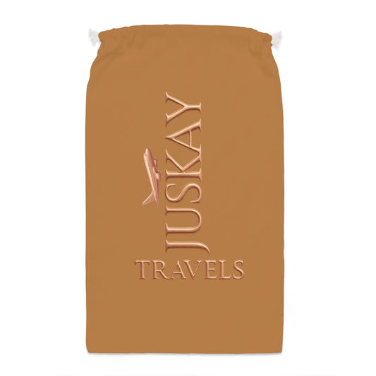 Travel Drawstring Sack — "JUSKAY TRAVELS"  Rose Gold Logo Travel Bag