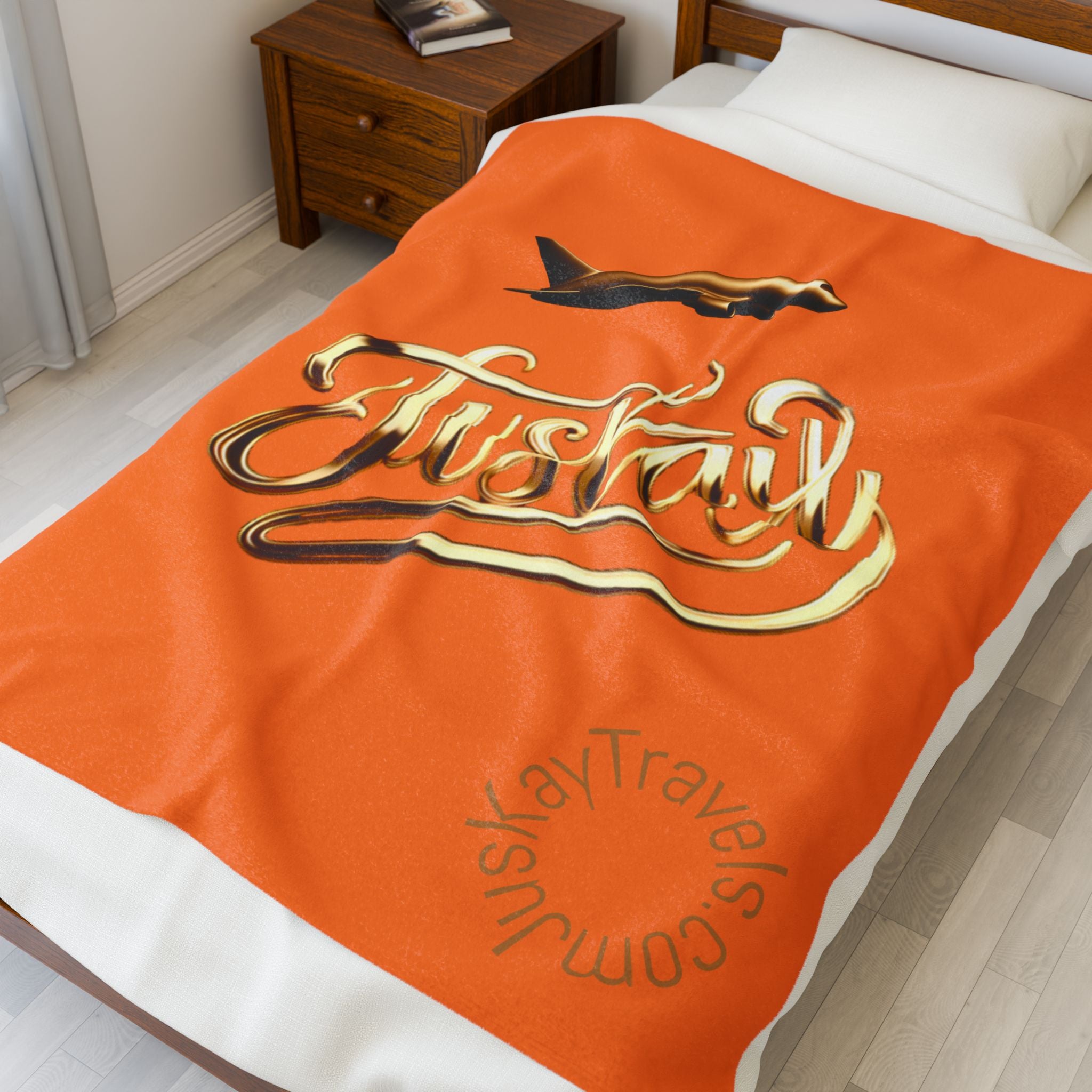 Plush Travel Blanket - Juskay Design (Orange)