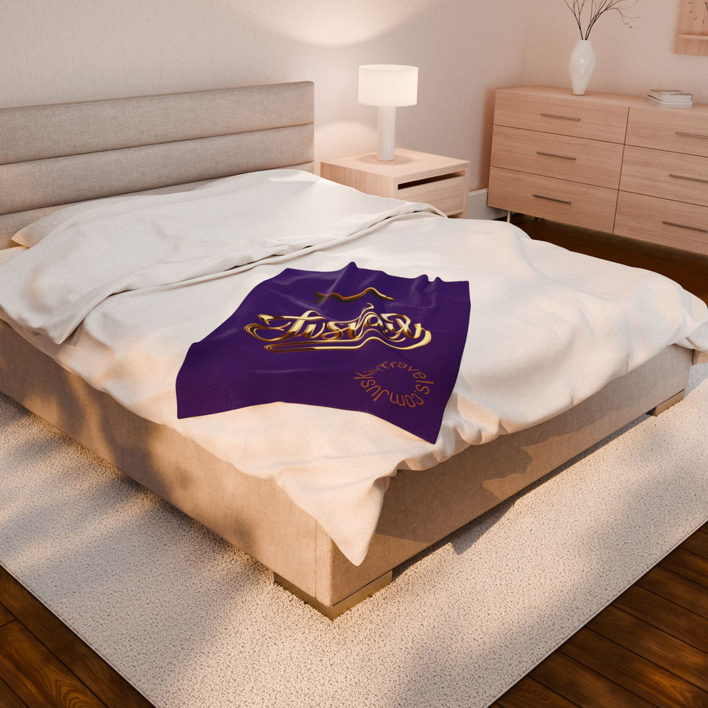 Plush Travel Blanket - Juskay Design (Purple)