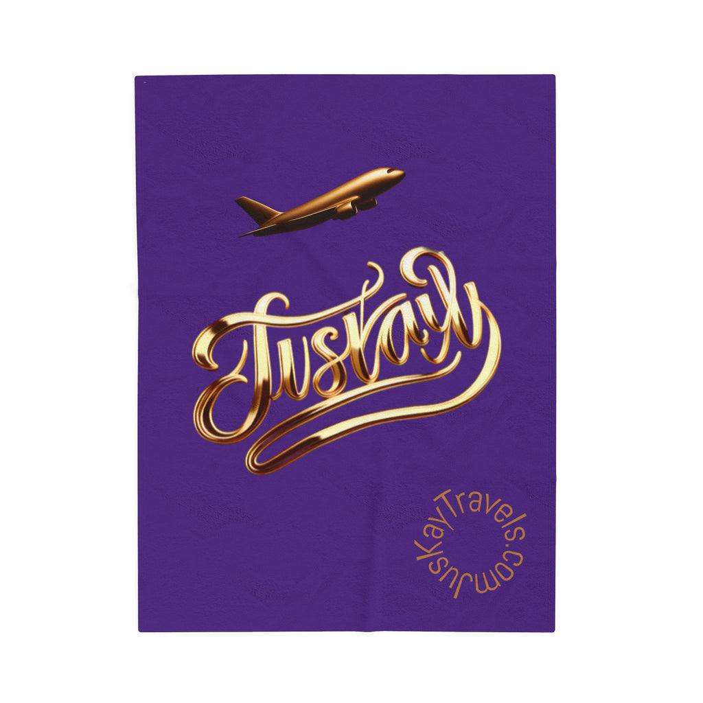 Plush Travel Blanket - Juskay Design (Purple)