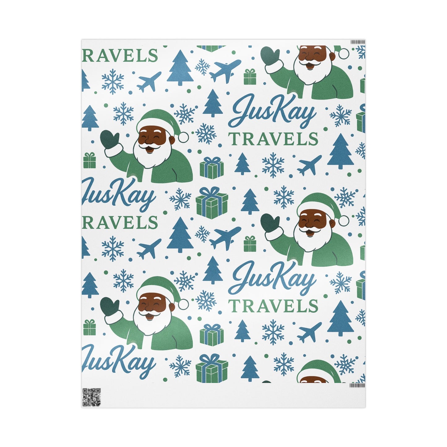 Black Santa | Holiday Wrapping Paper | JusKay Travels Design