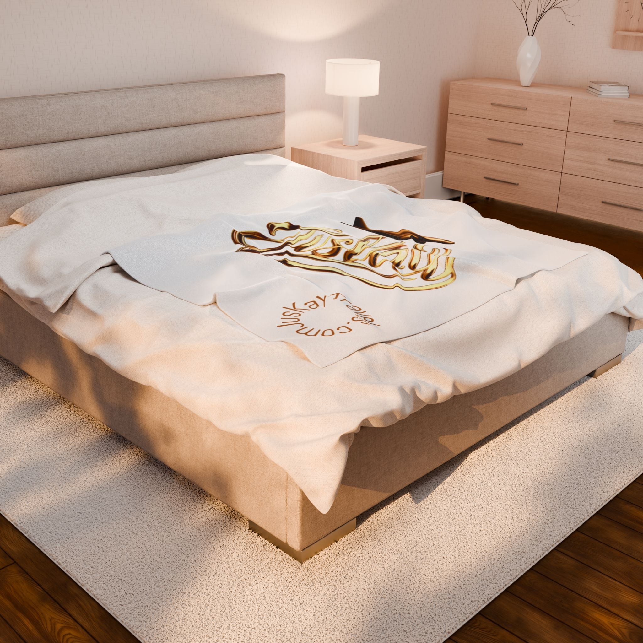 Plush Travel Blanket - Juskay Design (White)