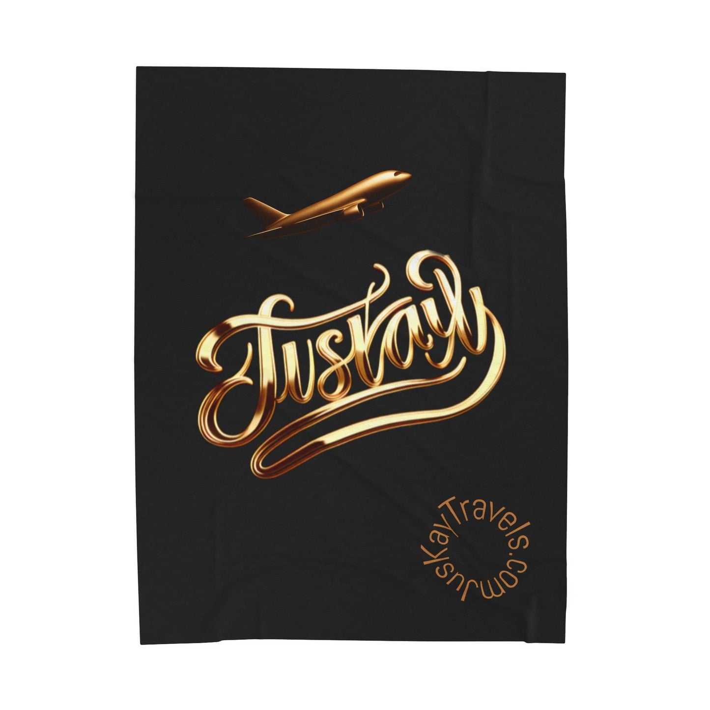 Plush Travel Blanket - Juskay Design (Black)