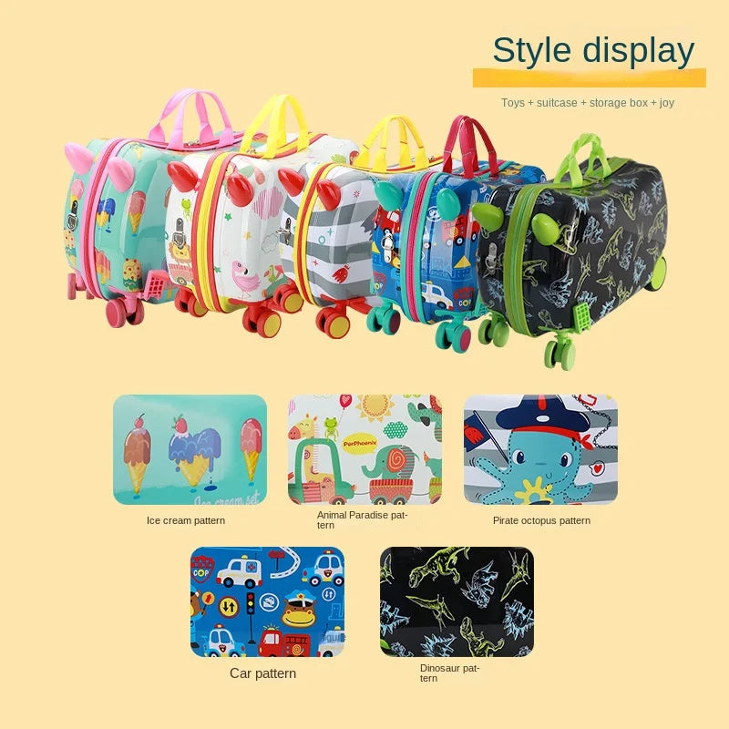 Kids Luggage Riding Travel Bag Suitcase