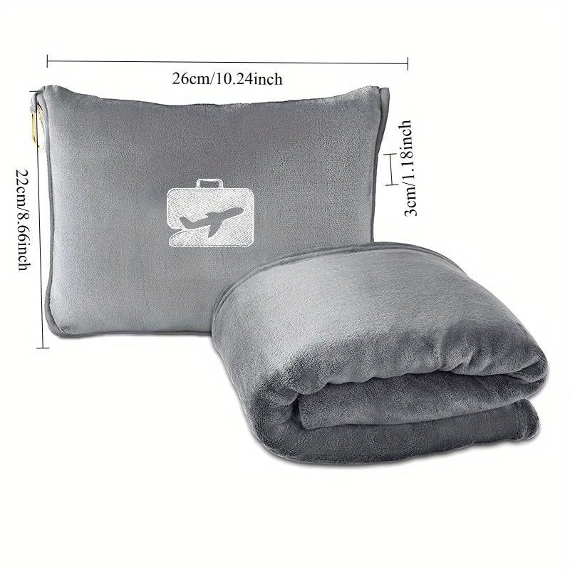 Travel 2 in 1 Blanket Pillow Soft Fleece Compact