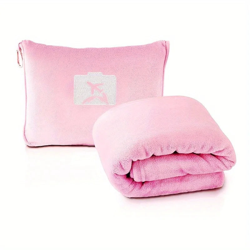Travel 2 in 1 Blanket Pillow Soft Fleece Compact
