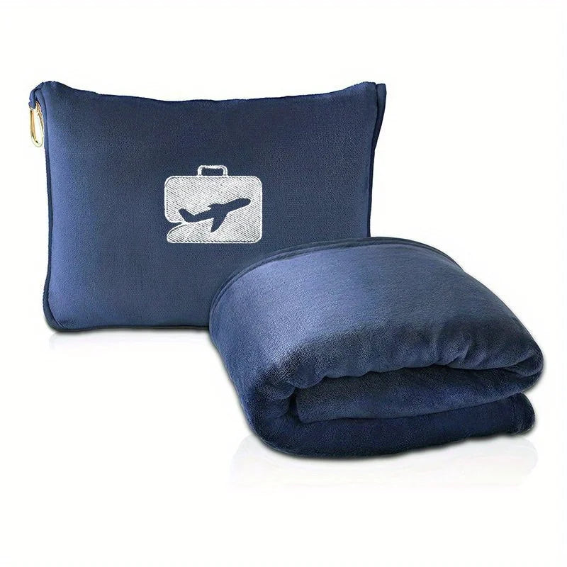 Travel 2 in 1 Blanket Pillow Soft Fleece Compact