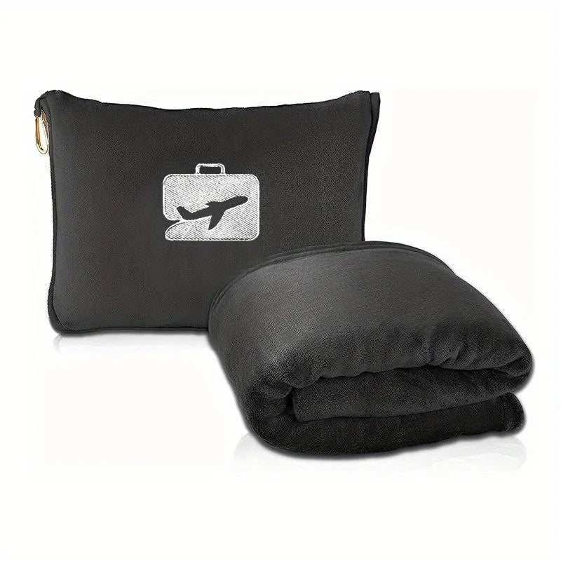 Travel 2 in 1 Blanket Pillow Soft Fleece Compact